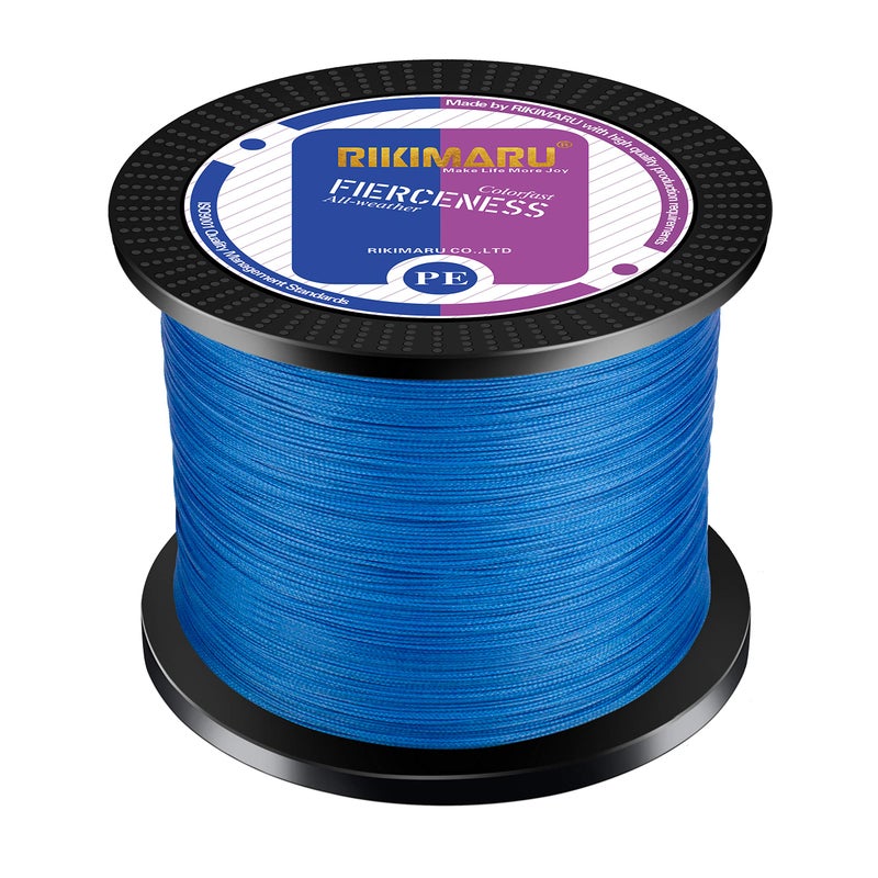 RIKIMARU Braided Fishing Line Abrasion Resistant Superline Zero Stretch&Low Memory Extra Thin Diameter Blue 327Yds,40LB - Image 1